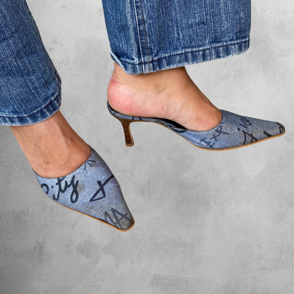 Blue Leather Mule Heels — 2010