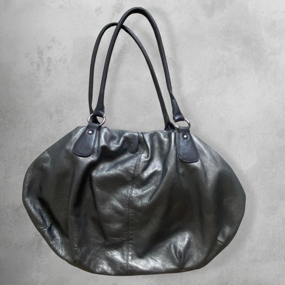 Black Leather Hobo Bag — 2000s