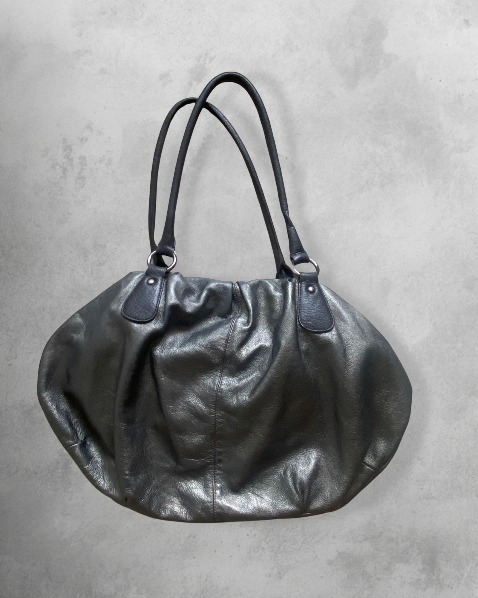 Black Leather Hobo Bag — 2000s