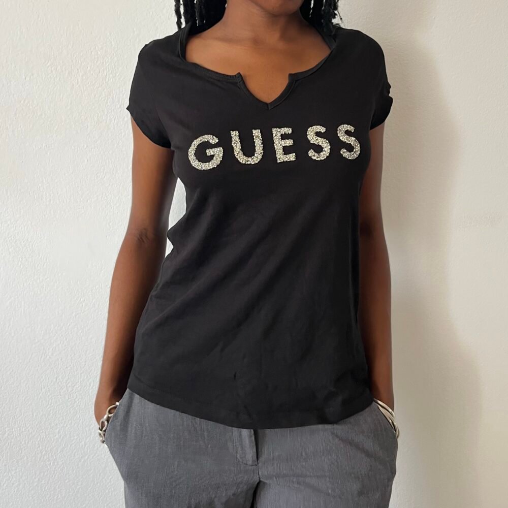 Vintage Guess Rhinestone Logo Tee — 2010