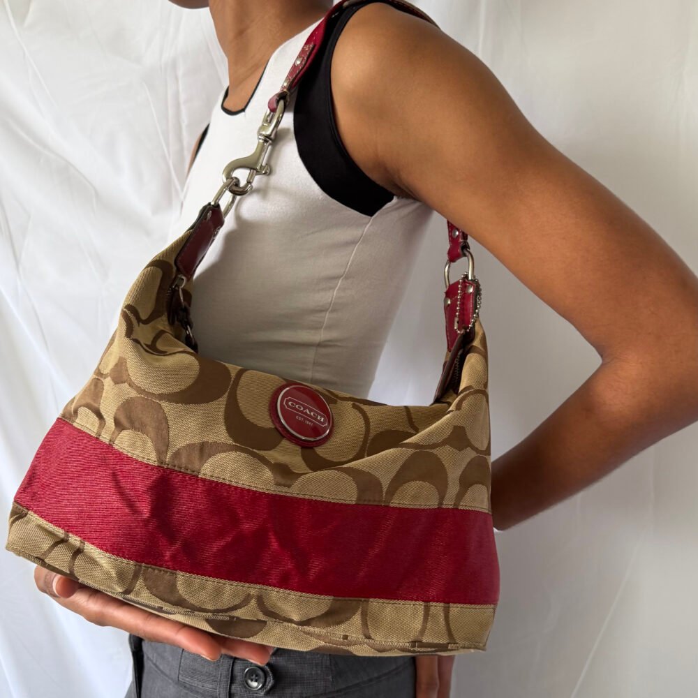 COACH — Monogram Red Detail Bag — 2000s