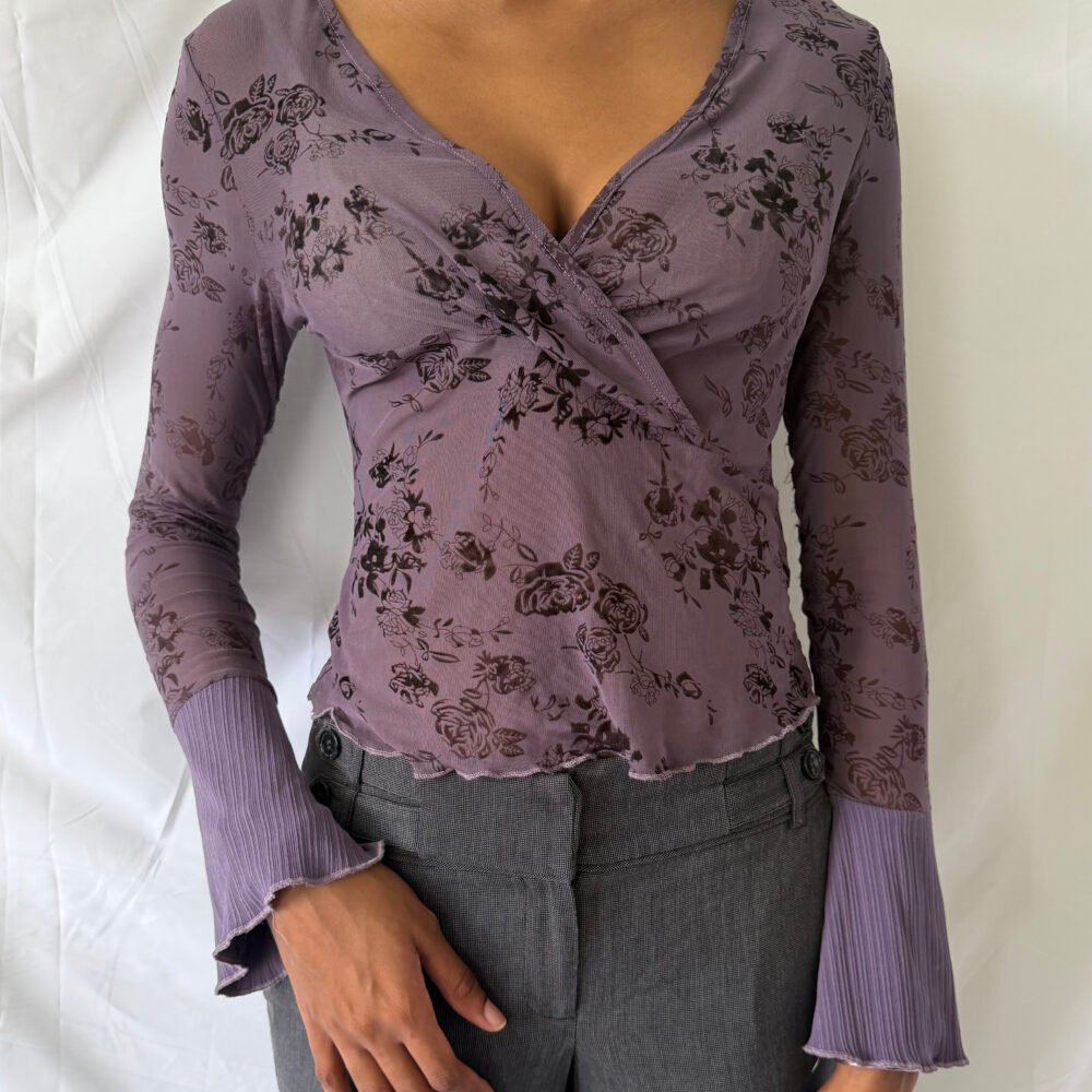 Sheer Floral Y2K Top — 2010s