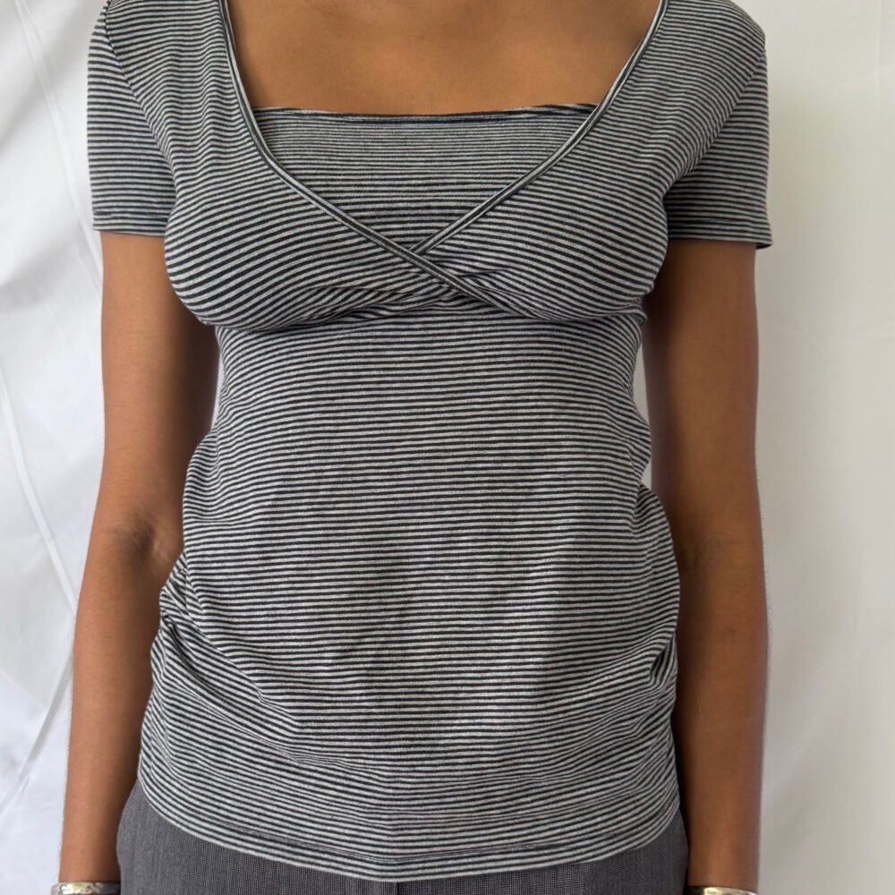 Faux Neckline Stripe Tee — 2010s