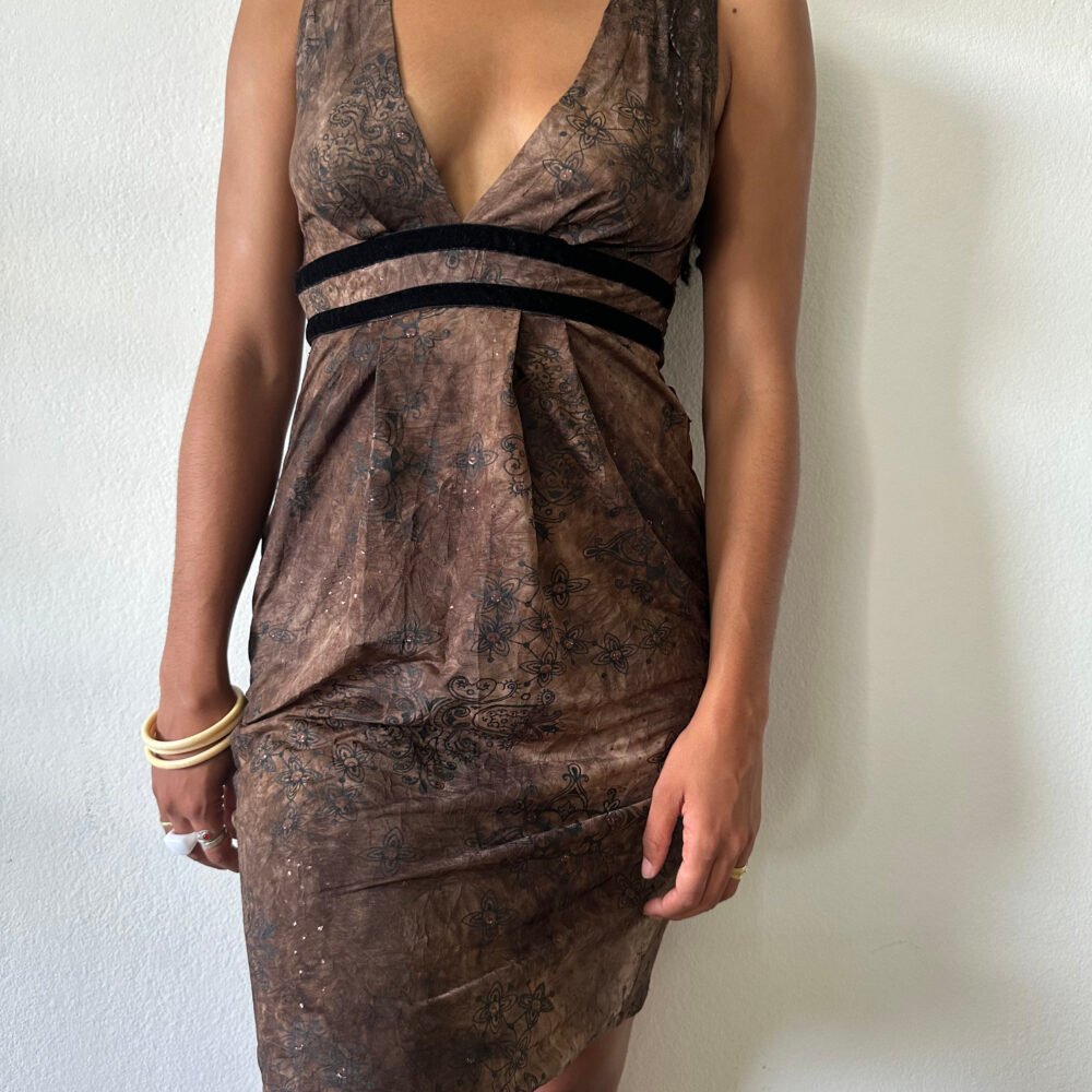 Y2K Glitter Print Dress — 2010s