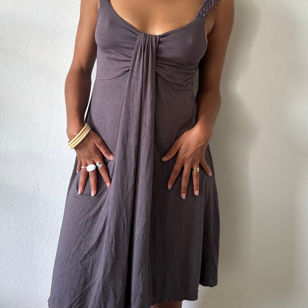 Fringe Detail Grey Dress — 2000s
