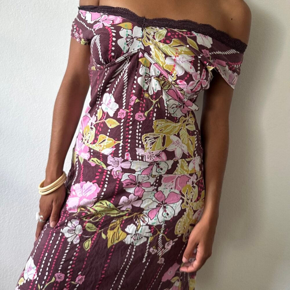 ROXY — Floral Lace Strap Dress — 2010s